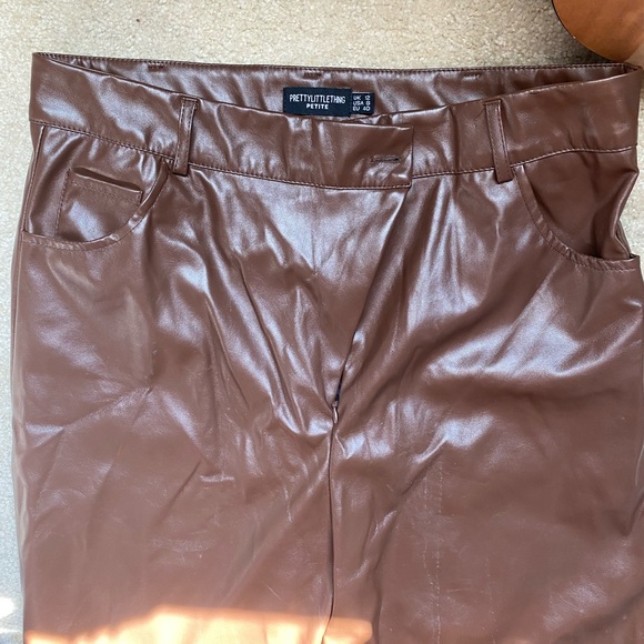 PLT Brown Leather Pants Petite Size 8 - Picture 3 of 3